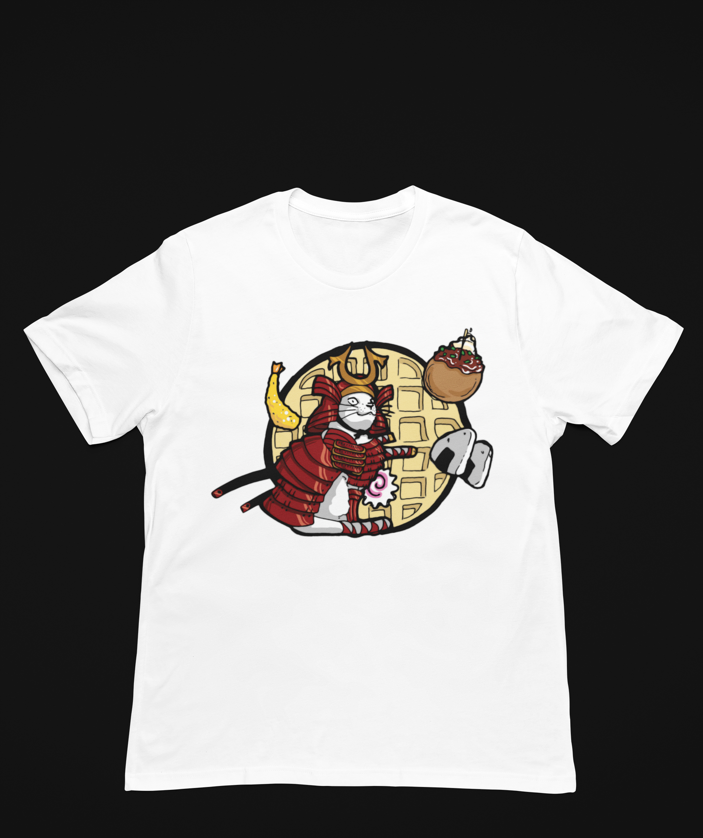 Playera Blanca Gato Samurai