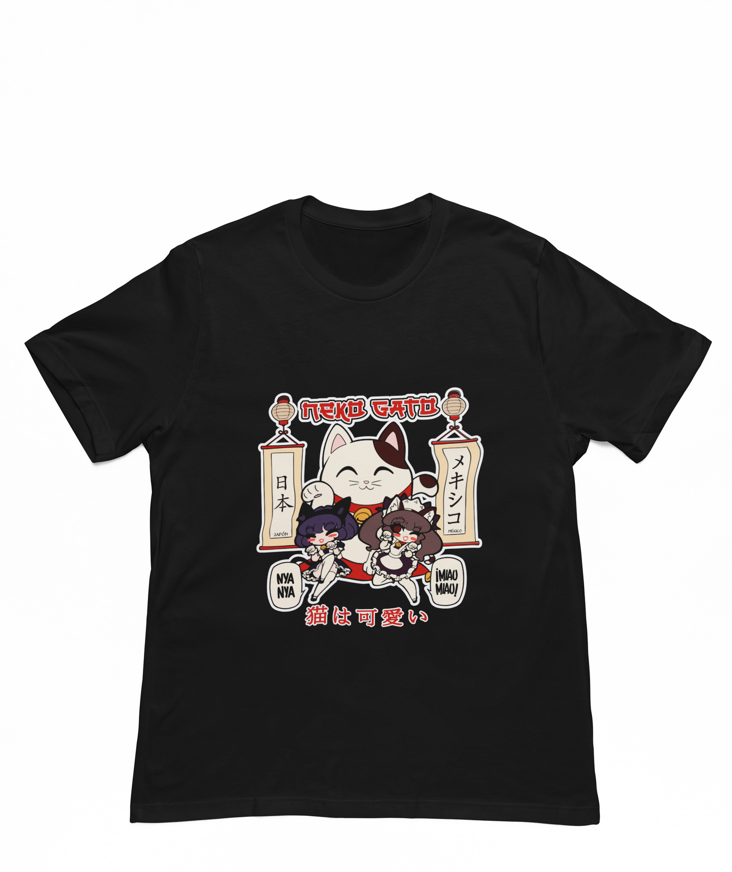 Playera Negra Gatitas Maid