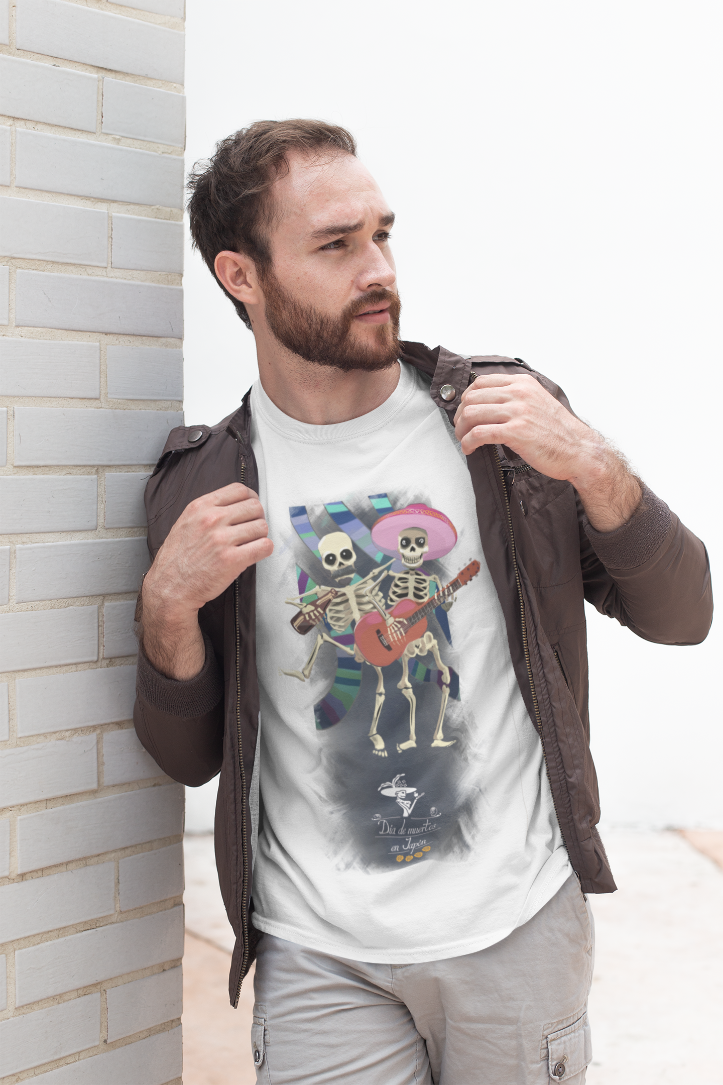 Playera Blanca Calacas en Fiesta