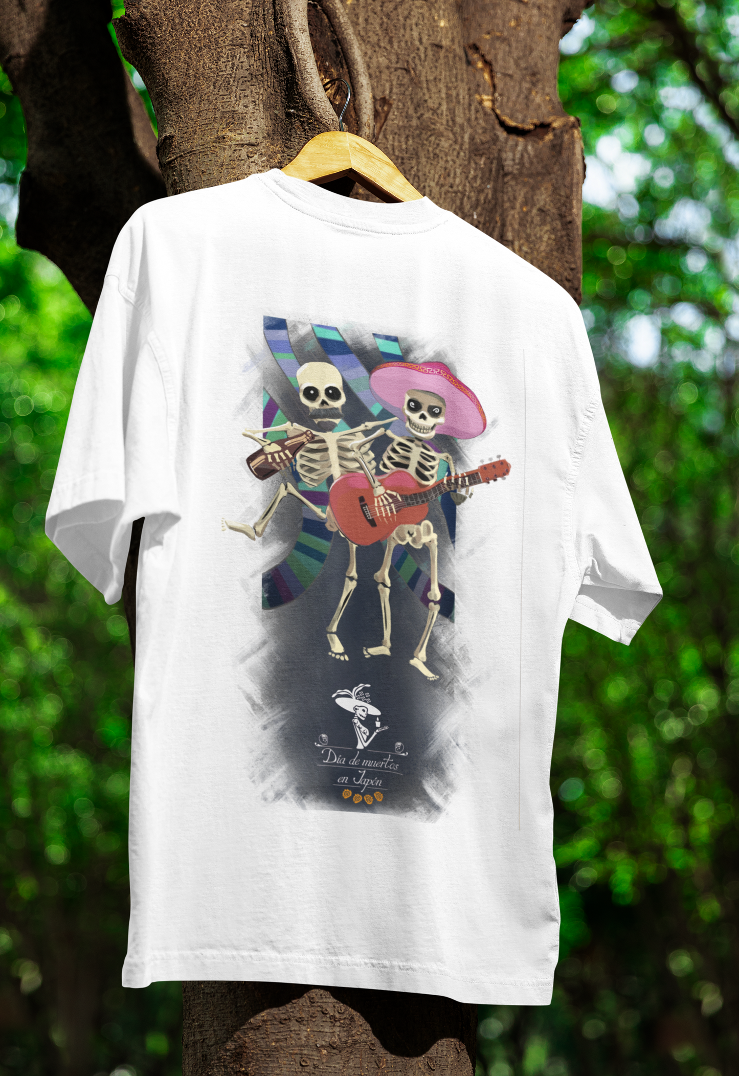 Playera Blanca Calacas en Fiesta