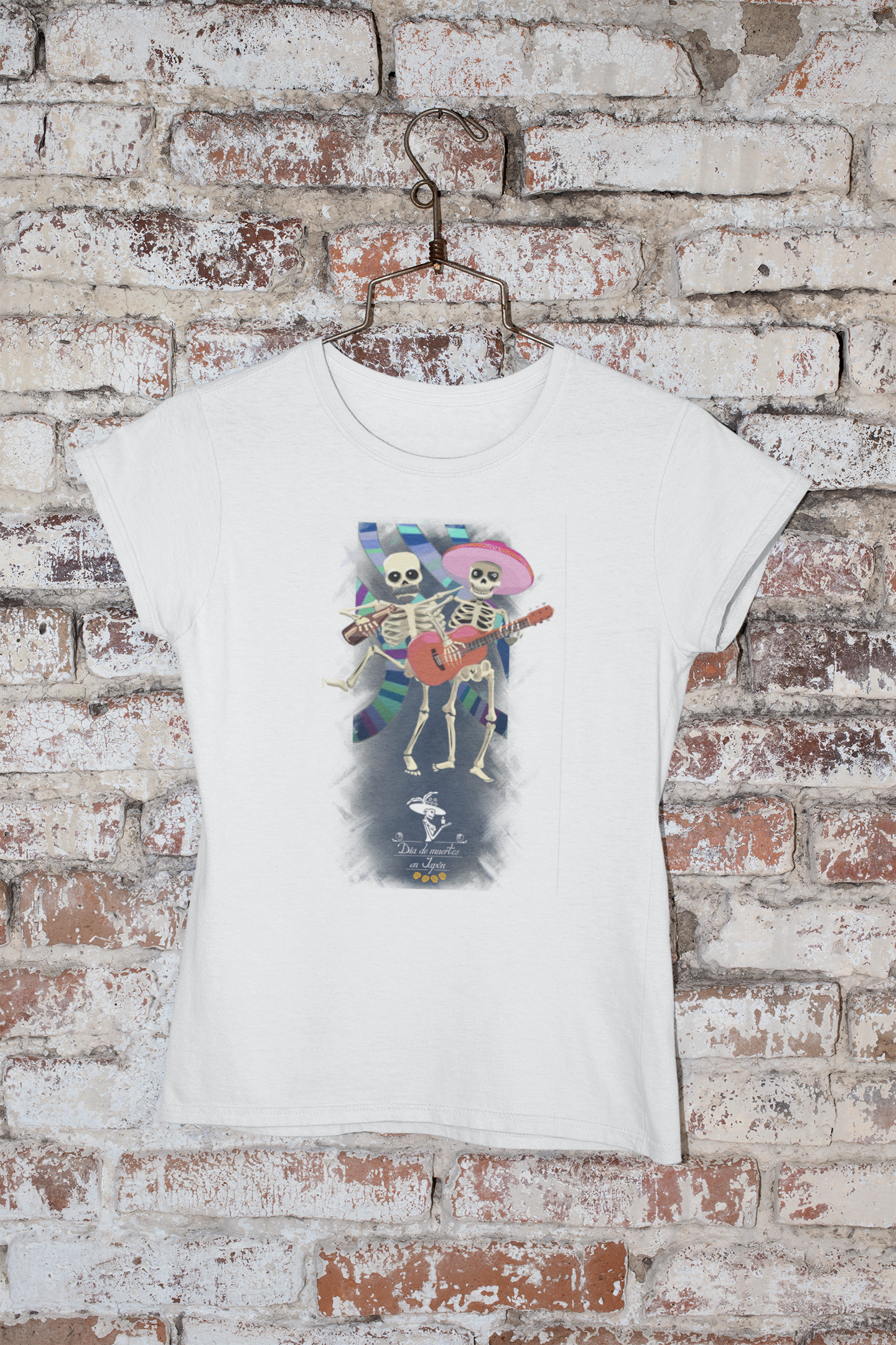 Playera Blanca Calacas en Fiesta