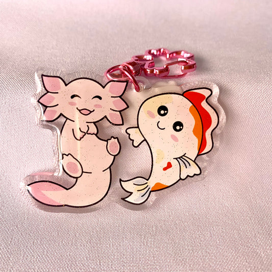 Llavero Pez Koi y Ajolote Kawaii