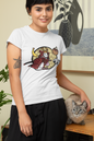 Playera Blanca Gato Samurai