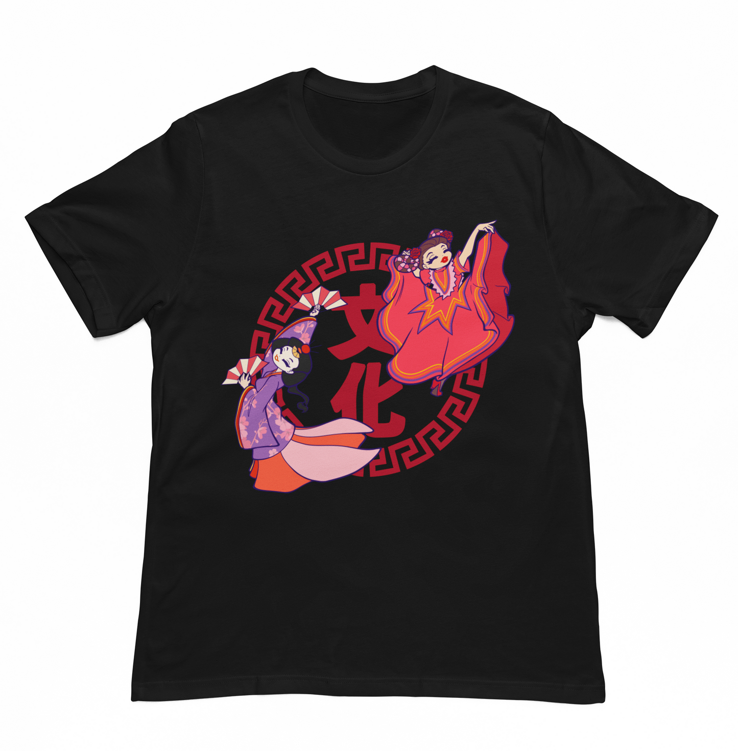 Playera Negra Mexicana y Japonesa