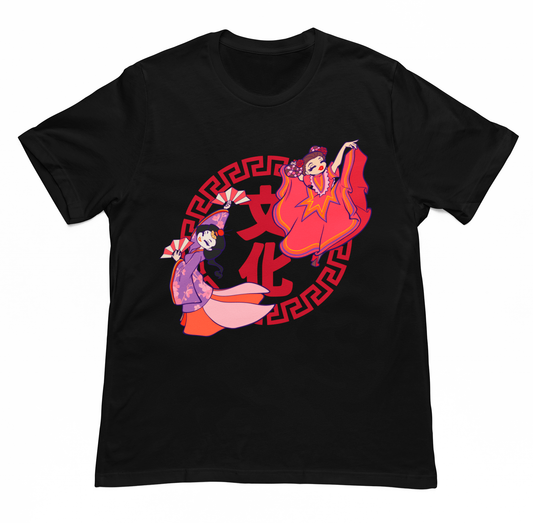Playera Negra Mexicana y Japonesa