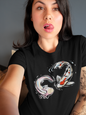 Playera Negra Pez Koi y Ajolote