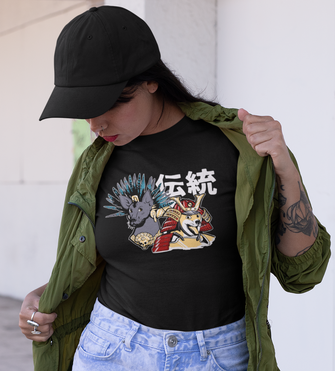 Playera Negra Xolo y Shiba