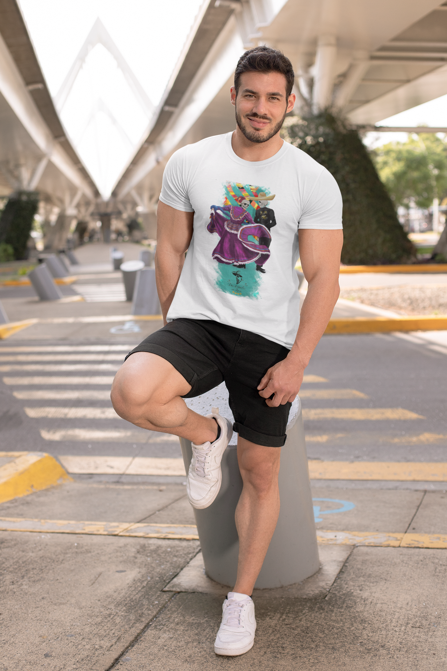 Playera Blanca Calacas Bailando