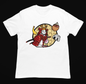 Playera Blanca Gato Samurai