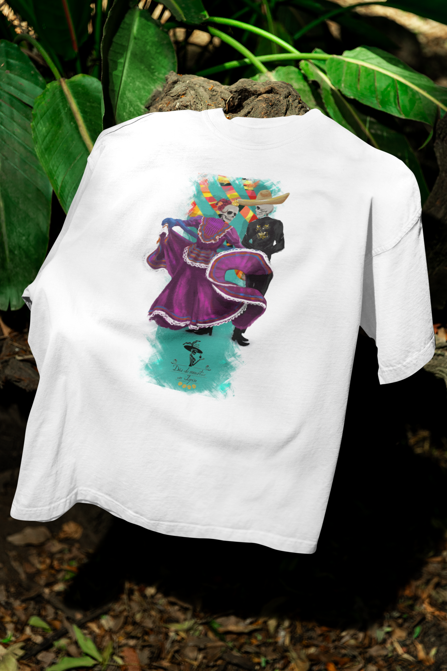 Playera Blanca Calacas Bailando