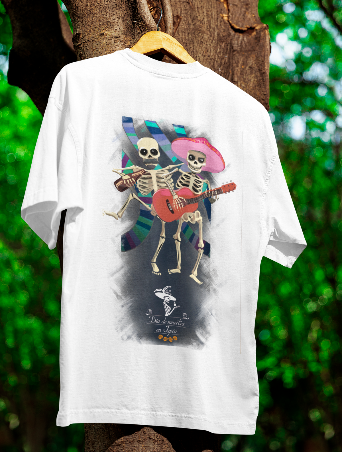 Playera Blanca Calacas en Fiesta