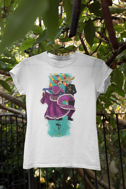 Playera Blanca Calacas Bailando