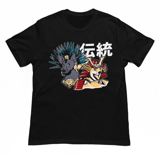Playera Negra Xolo y Shiba