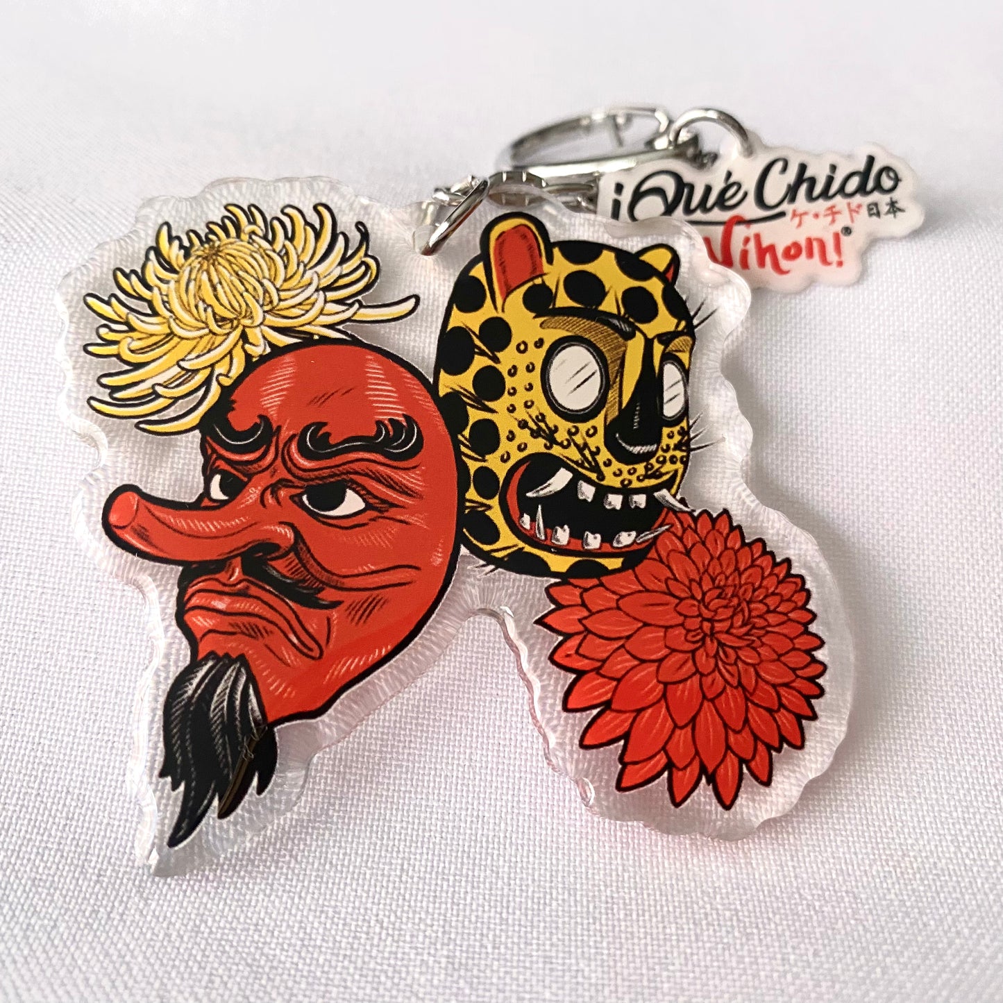 Llavero máscara de Tengu y de Tecuán