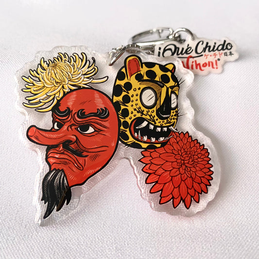 Llavero máscara de Tengu y de Tecuán